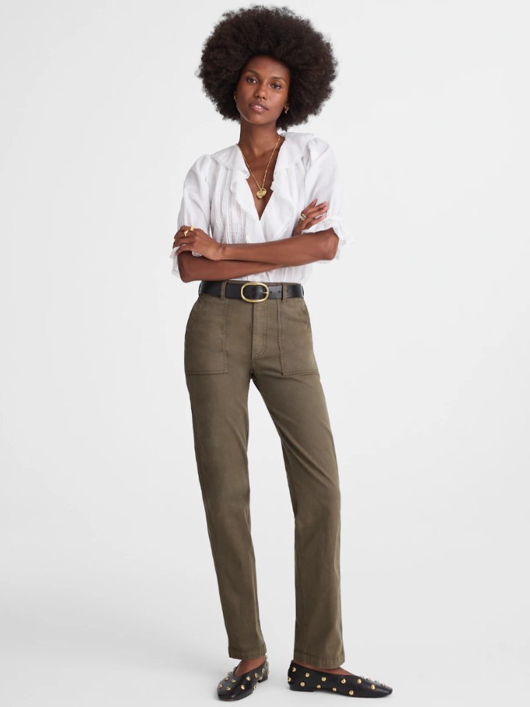 Madewell The Straight Utility Pant In Faded Olive Size 23 Full Length Nwt Ty Ty